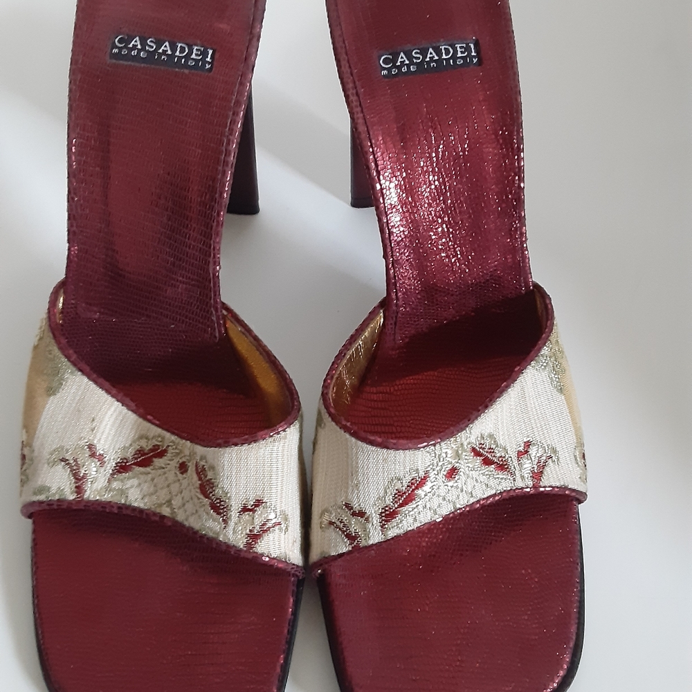 Casadei metallic embroidered sandals 6B - Picture 10 of 14